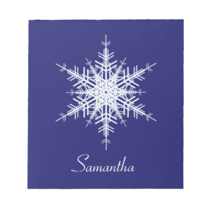 Snowy Blue Snowflake Notepad Notizblock