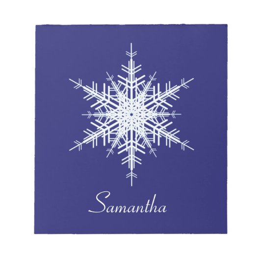 Snowy Blue Snowflake Notepad Notizblock (Vorderseite)