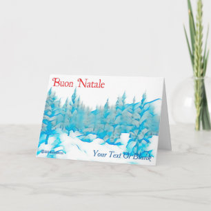 Snowy Blue Trees - Buon Natale Karte