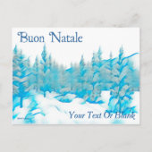 Snowy Blue Trees - Buon Natale Postkarte (Vorderseite)