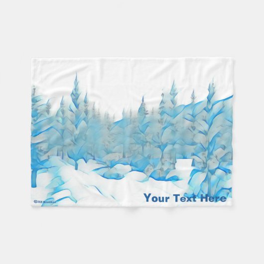 Snowy Blue Trees Fleecedecke (Vorderseite (Horizontal))