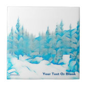 Snowy Blue Trees Fliese (Vorderseite)