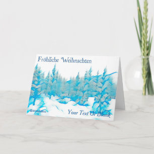Snowy Blue Trees - Fröhliche Weihnachten Karte