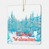 Snowy Blue Trees - Fröhliche Weihnachten Keramikornament (Links)
