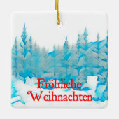Snowy Blue Trees - Fröhliche Weihnachten Keramikornament (Vorderseite)