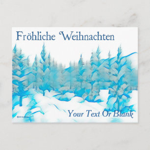 Snowy Blue Trees - Fröhliche Weihnachten Postkarte