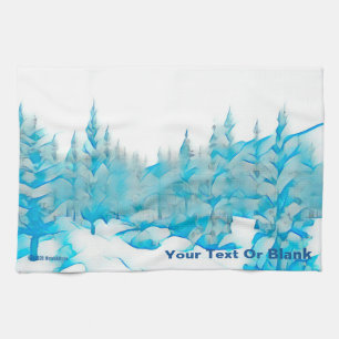 Snowy Blue Trees Geschirrtuch