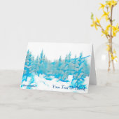 Snowy Blue Trees Karte (Gelbe Blume)