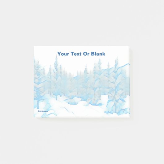 Snowy Blue Trees Post-it Klebezettel (Vorderseite)