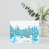 Snowy Blue Trees Postkarte (Stehend Vorderseite)