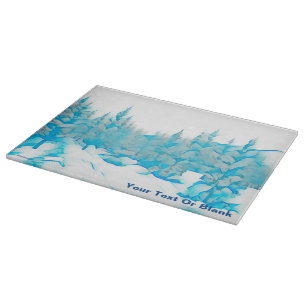 Snowy Blue Trees Schneidebrett