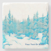 Snowy Blue Trees Steinuntersetzer (Vorderseite)