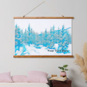 Snowy Blue Trees Wandteppich Mit Holzrahmen (Schlafzimmer)