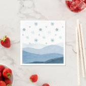 Snowy Blue Winter Landschaft Napkin Serviette (Beispiel)