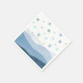 Snowy Blue Winter Landschaft Napkin Serviette (Ecke)