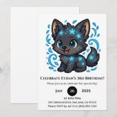 Snowy Blue Wolf Birthday Einladung (Vorne/Hinten)