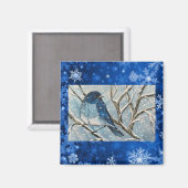 Snowy Bluebird Magnet (Vorderseite/Rückseite)