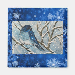 Snowy Bluebird Magnet