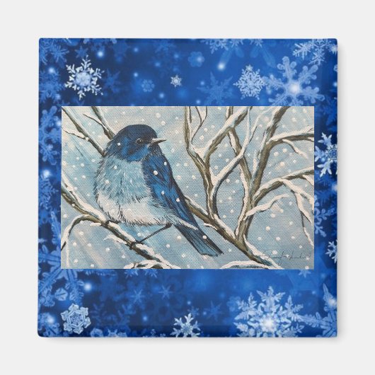 Snowy Bluebird Magnet (Vorne)