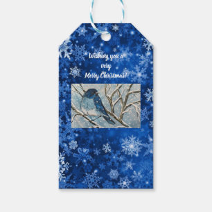 Snowy Bluebird Notecard Geschenkanhänger