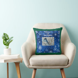 Snowy Bluebird Notecard Kissen