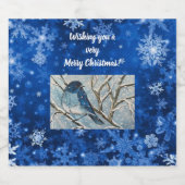 Snowy Bluebird Notecard Schaumweinetikett (Einzelnes Label)