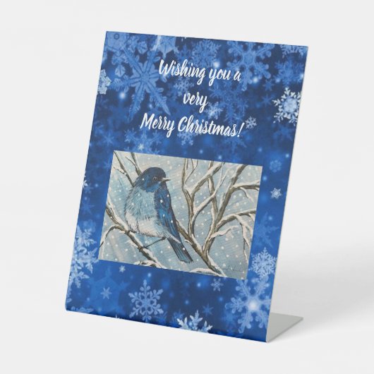 Snowy Bluebird Notecard Sockelschild (Vorderseite)