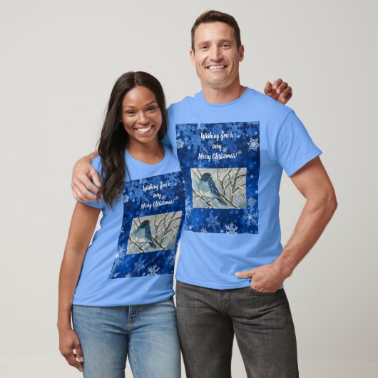 Snowy Bluebird Notecard T-Shirt (Unisex)