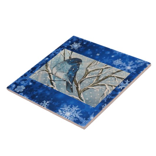 Snowy Bluebird Tile Fliese (Seite)