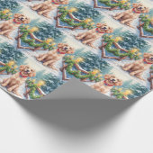 Snowy Bridge Boykin Spaniel Christmas Art Geschenkpapier (Ecke)