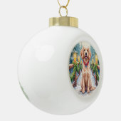 Snowy Bridge Boykin Spaniel Christmas Art Keramik Kugel-Ornament (Links)