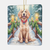 Snowy Bridge Boykin Spaniel Christmas Art Keramikornament (Links)