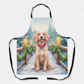 Snowy Bridge Boykin Spaniel Christmas Art Schürze (Vorderseite)