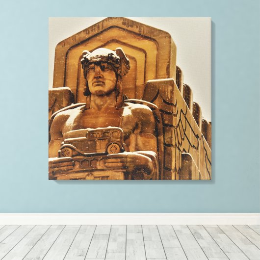 Snowy Bridge Statue Leinwanddruck (Insitu (Holzboden))