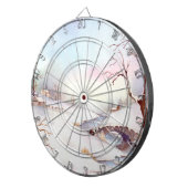 Snowy Bridge Wasserfarbe Landschaftsbild Malerei Dartscheibe (Vorderseite rechts)