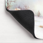 Snowy Bridge Wasserfarbe Landschaftsbild Malerei Mousepad (Ecke)