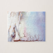 Snowy Bridge Wasserfarbe Landschaftsbild Malerei Puzzle (Horizontal)