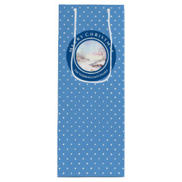 Snowy Bridge Watercolor Landschaft Weihnachten Geschenktüte Für Weinflaschen