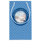 Snowy Bridge Watercolor Landschaft Weihnachten Kleine Geschenktüte (Rückseite)