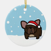 Snowy Brindle Frenchie Keramik Ornament (Vorne)
