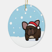 Snowy Brindle Frenchie Keramik Ornament (Links)