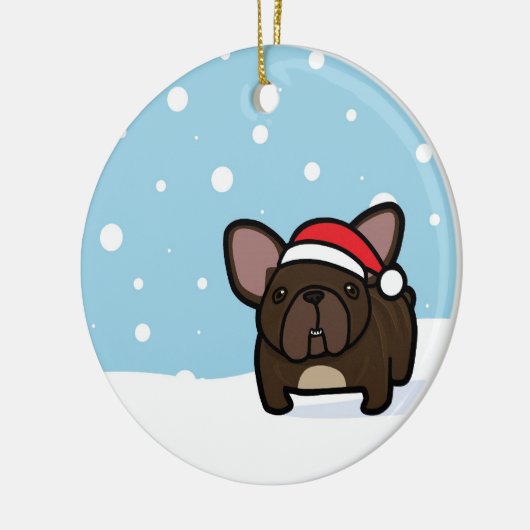 Snowy Brindle Frenchie Keramik Ornament (Links)