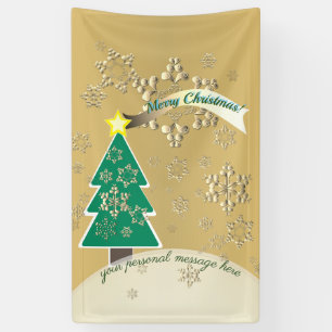 Snowy Bronze Christmas Tree Scene Banner