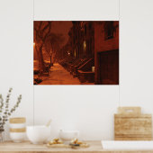Snowy Brownstones - Nacht Poster (Küche)