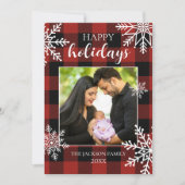 Snowy Buffalo Kariert Feiertagskarte (Vorderseite)