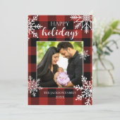 Snowy Buffalo Kariert Feiertagskarte (Stehend Vorderseite)