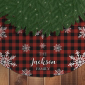 Snowy Buffalo Kariertes Baumrock Polyester Weihnachtsbaumdecke