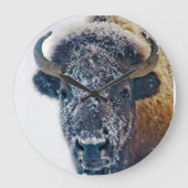 Snowy Buffalo Wall Clock Große Wanduhr (Vorderseite)