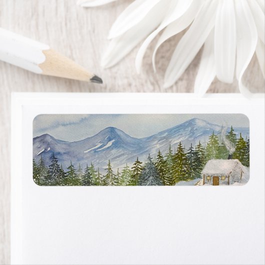 Snowy Cabin Address Labels (Insitu)