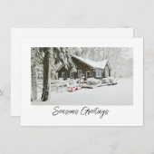 Snowy Cabin Christmas Card Mitteilungskarte (Vorne/Hinten)